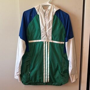 Adidas Men's Green and Blue Windbreaker Jacket